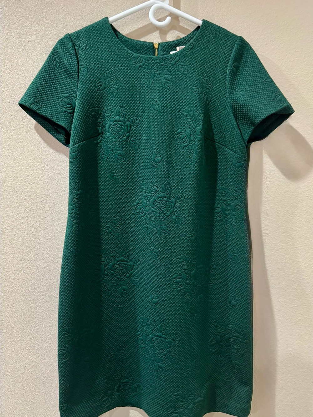 Calvin Klein Size 10 Textured in Rich Emerald Green Short Sleeve Women's Dress